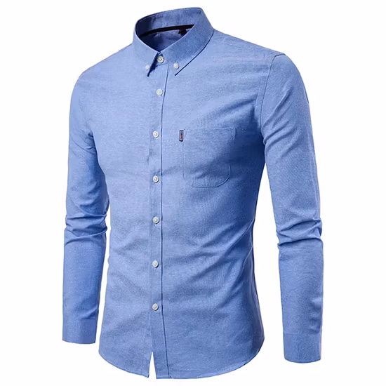 High Quality Casual Plain Solid Color Mens 100% Cotton Formal Full Sleeve Button Down Oxford Shirts