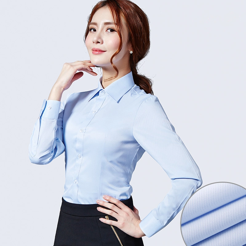 Slim Professional Large-Size Shirt Women′s Long-Sleeved Business Shirt