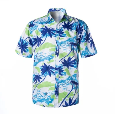 Camisa havaiana de poliéster personalizada Camisa social de algodão por atacado Impressão por sublimação digital Camisas havaianas masculinas
