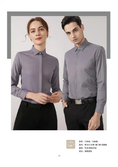 Camisa formal da cor sólida das mulheres de negócio da blusa magro do ajuste da luva longa do OEM